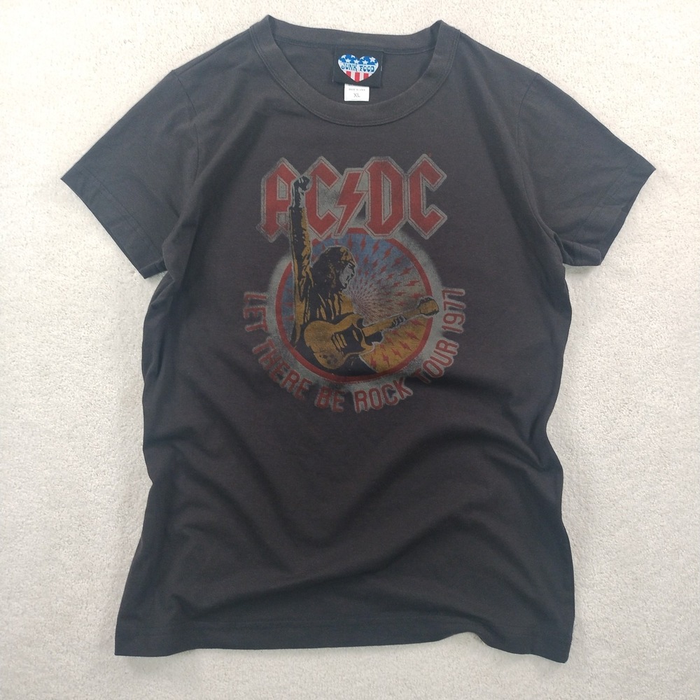 Vtg Junk Food AC/DC Let There Be Rock 1977 Tour Tee Juniors's XL Fits Women's S